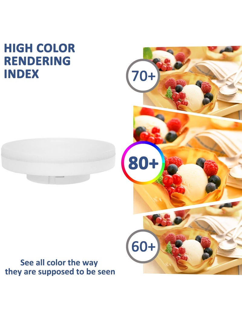 GX53 LED Bulb 7W Cool White 6000K, Replace 50W GX53 Halogen or GX53 CFL, 665LM, AC 220V, 120° Beam Angle, Non Dimmable, Energy Saving, Puck Light, Under Cabinet Lighting for Kitchen, 4 Pack