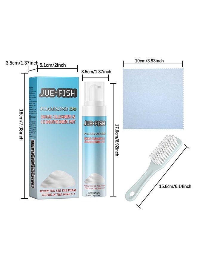 JUE-FISH Shoe Cleaning Kit - Shoe Whitening Cleaner - No Wash White Shoes Stain Remover with Shoe Cleaner - Brush and Cloth, Suitable for White Shoes and Sneakers  - Image 2