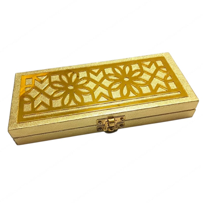 SHAKTISM Decorative and Attractive Cash Box With Clip Lock, Shagun, Jewellery, Money Box Envelop Wedding, Gift Box, Bangel box (Pack of 1Pc) (Golden-RectangleFlower-Design) - Image 4