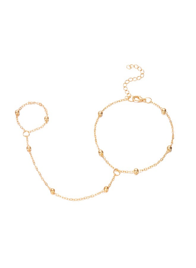 سلسلة اليد للنساء، سوار خواتم عصري، سلسلة يد غير قابلة للاهتراء مع خرز وزركون مكعب وحلقة لانهائية، سوار عبودية، مجوهرات مكدسة، هدايا للنساء - Image 1