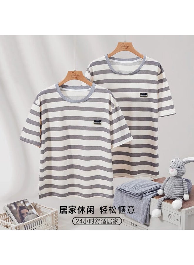 Langsha Men's Pajamas Men's Cloud Soft Summer Short Sleeve Shorts Set 7a Grade Antibacterial Home Wear Casual Loose Fit Can Be Worn Outside