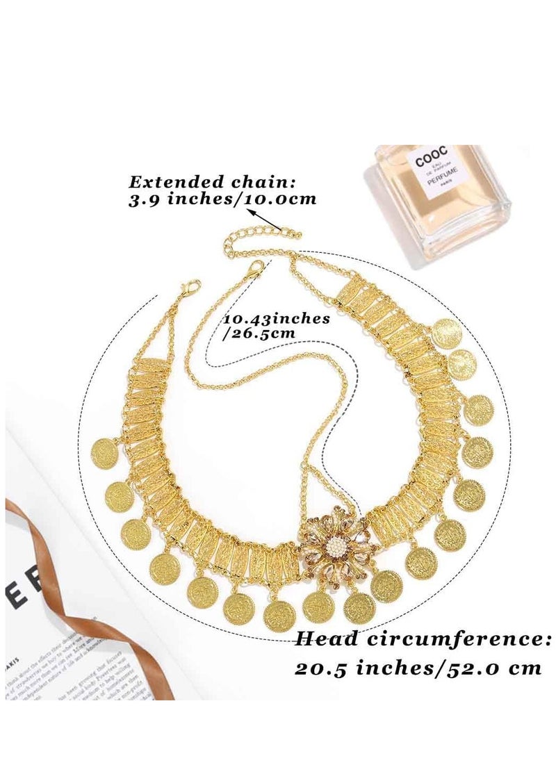 SYOSI Gold Head Chain Boho Headband Headdress Headbands Wedding Headpiece Accessories Vintage Head Chain Crysatal Drop Headpiece Headband Wedding Prom Eveing for Women Girl Hair Accessories - Image 4