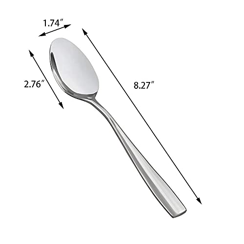 HOMMP 16-Piece Dinner Spoons, Stainless Steel, 8.27 Inch - Image 2