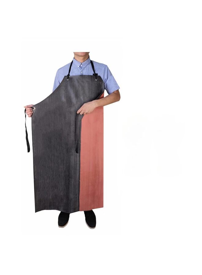 مريلة مطاطية سميكة، 47.2 بوصة × 33.5 بوصة، مريلة طويلة مقاومة، مآزر عمل قابلة للتعديل لغسل الأطباق، وتنظيف الأسماك، والبستنة، والعمل في المختبر، والجزار، وتزيين الكلاب، باللون الأسود والأحمر - Image 1