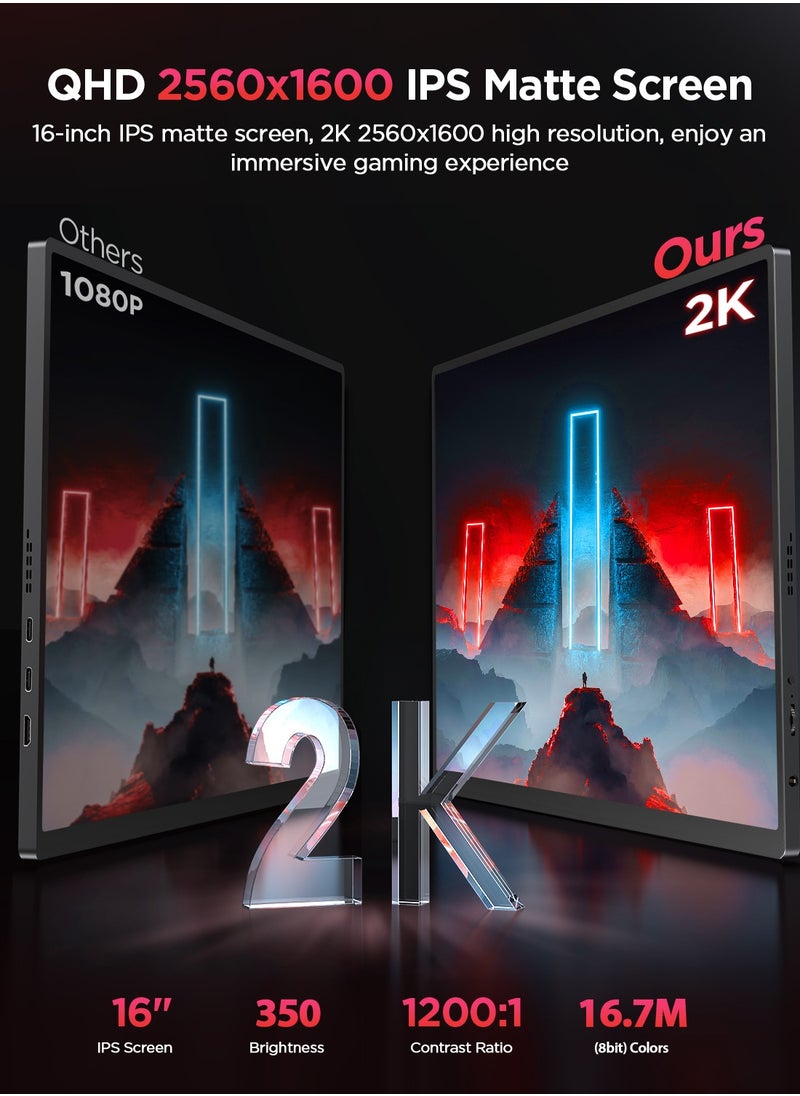 Uperfect - Portable Gaming Monitor Uperfect 16" 120HZ 2K QHD 2560*1600P IPS - Image 1