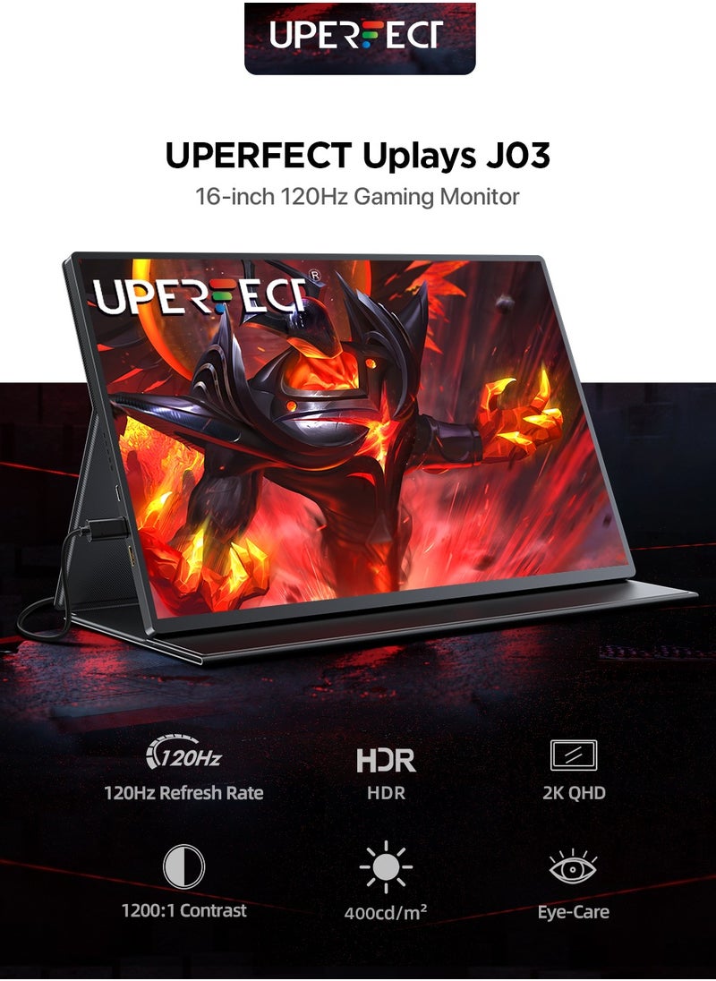 Uperfect - Portable Gaming Monitor Uperfect 16" 120HZ 2K QHD 2560*1600P IPS - Image 1