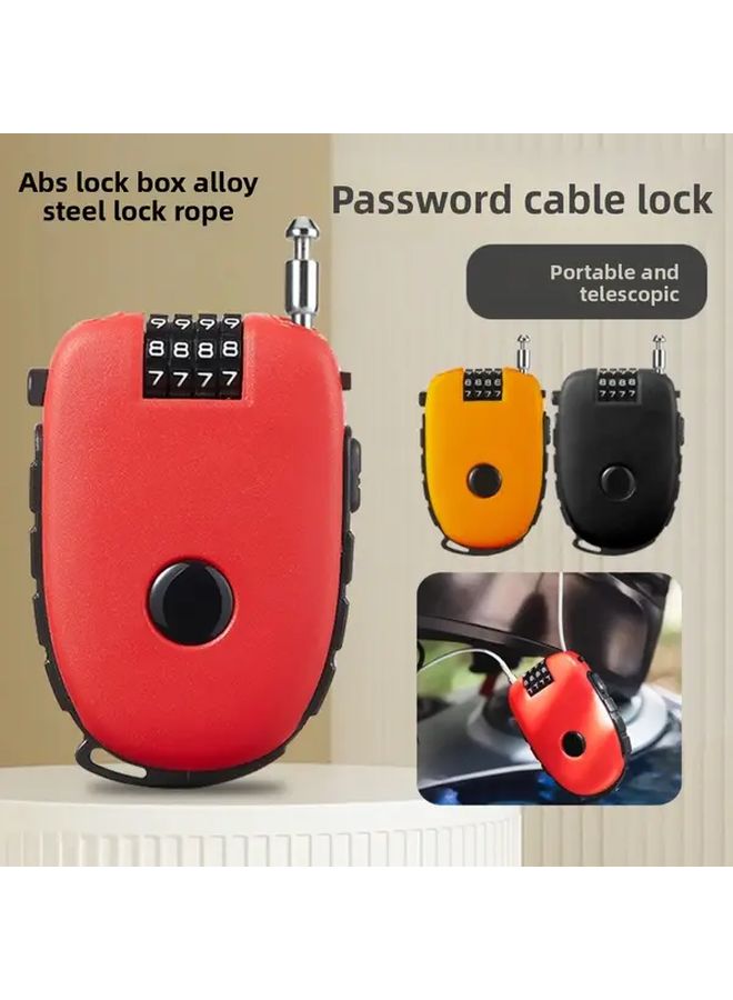 Black Wire Rope Lock for Helmets Baby Carriages Alloy ABS Lock Box Telescopic Design - Image 2