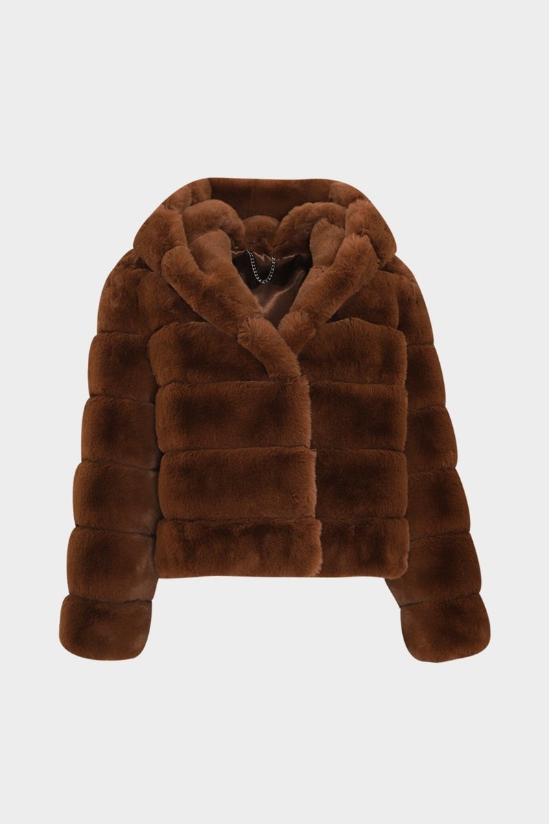 Açelya Okcu AÇELYAOKCU Premium Hooded Women's Rex Faux Fur Jacket  - Image 1