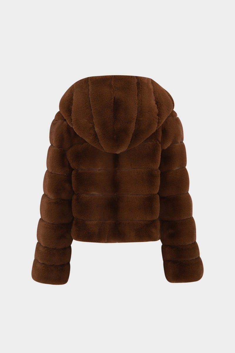 Açelya Okcu AÇELYAOKCU Premium Hooded Women's Rex Faux Fur Jacket  - Image 2