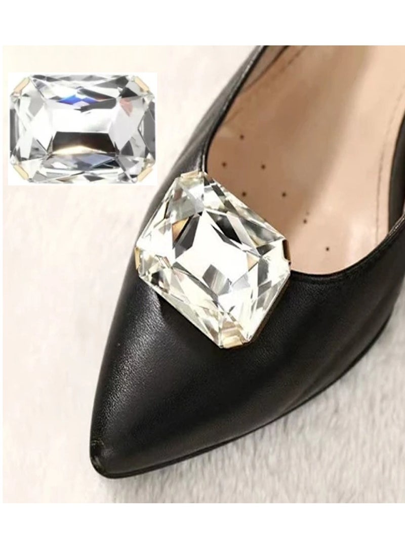 Daytoyz 2Pcs Glass Crystal Shoe Decorations Clip Clamp Wedding Bride Removable Shoes Charm Buckle Rhinestone Clips Women - Image 1