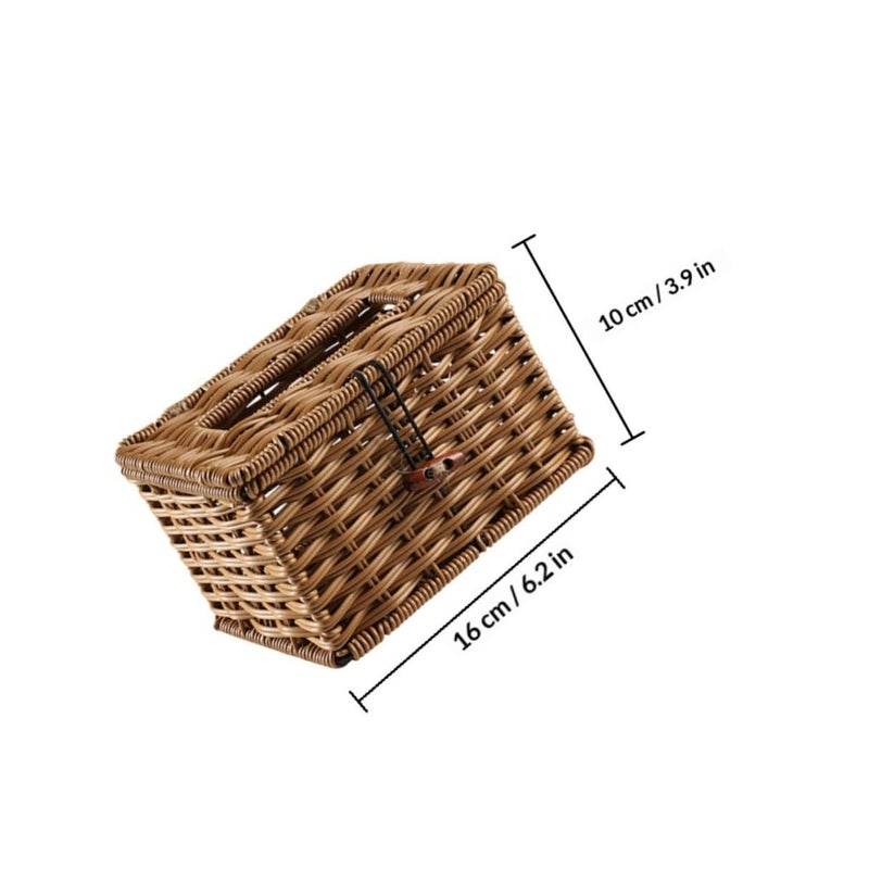 Woven Tissue Box Holder Brown 18x12x10 Cm Multi Functional Organizer For Bathroom Living Room - Image 3