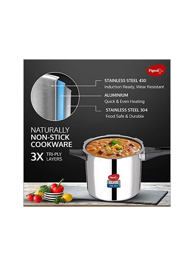 pigeon by Stovekraft Elite Sine 5 L Tri-Ply Body Outer Lid Pressure Cooker Induction and Gas Stove Compatible that Distributes Heat Evenly for Uniform Cooking  - Image 3