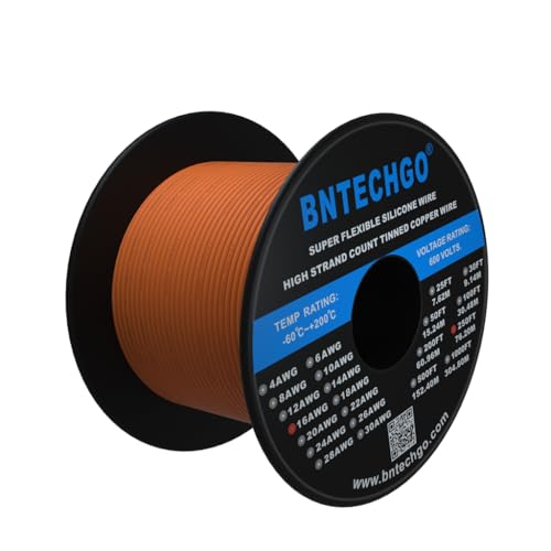 BNTECHGO 16 Gauge Silicone Wire Spool 250 ft Orange Flexible 16 AWG Stranded Tinned Copper Wire - Image 2