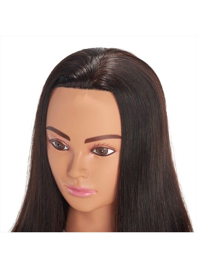 Hairingrid Mannequin Head 24"-26"100% Human Hair Hairdresser Cosmetology Mannequin Manikin Training Head Hair and Free Clamp Holder (R71906LB0218H) - Image 3
