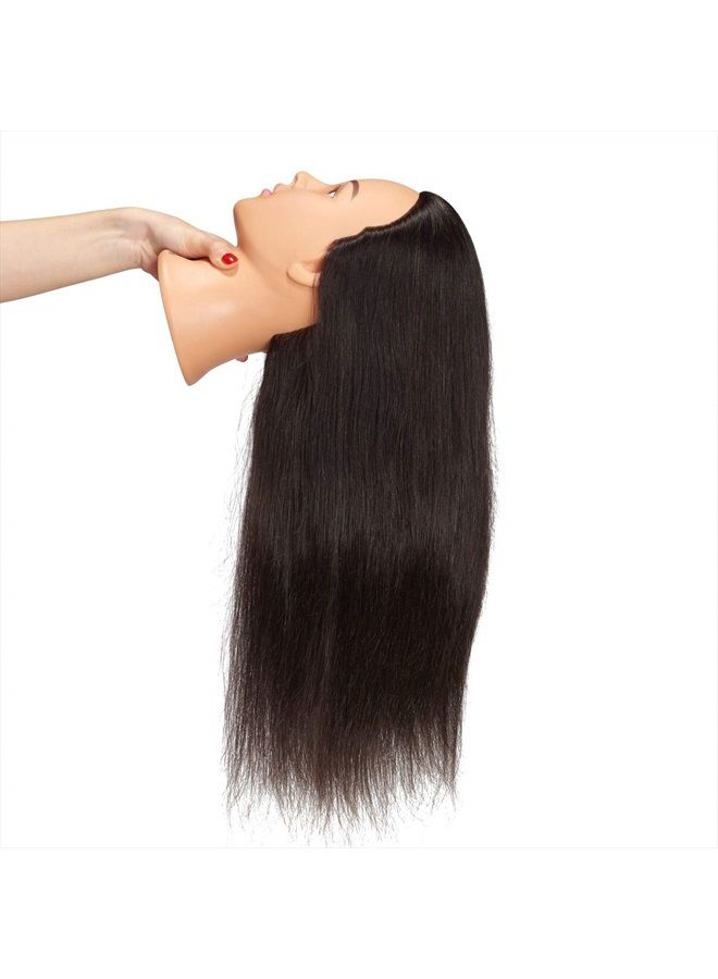 Hairingrid Mannequin Head 24"-26"100% Human Hair Hairdresser Cosmetology Mannequin Manikin Training Head Hair and Free Clamp Holder (R71906LB0218H) - Image 4