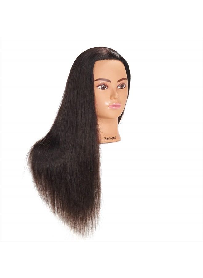 Hairingrid Mannequin Head 24"-26"100% Human Hair Hairdresser Cosmetology Mannequin Manikin Training Head Hair and Free Clamp Holder (R71906LB0218H) - Image 2
