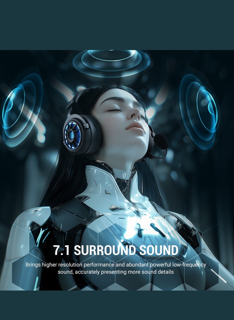 EKSA EKSA Wireless Gaming Headset for PS5, PC, PS4, Mac, Switch, Gaming Headphones with 2.4GHz, Bluetooth 5.3, 7.1 Surround Sound, Detachable Noise Canceling Microphone - Image 2