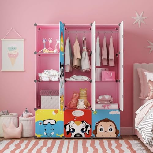 LUHI Plastic Wardrobe for Kids Clothes – Durable, Easy to Use Anti-Skid & Non-Slip Effective Professional Collapsible Wardrobe, Plastic Cupboard for Kids, Foldable Almirah (HY-12 Pink, 12 Door) - Image 3