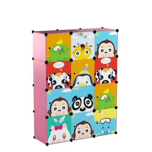 LUHI Plastic Wardrobe for Kids Clothes – Durable, Easy to Use Anti-Skid & Non-Slip Effective Professional Collapsible Wardrobe, Plastic Cupboard for Kids, Foldable Almirah (HY-12 Pink, 12 Door) - Image 4
