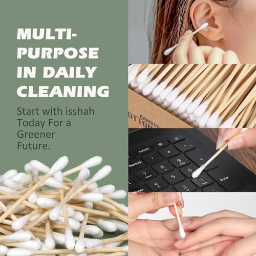 Isshah Bamboo Cotton Swabs - 2000 Count - FSC Certified and PETA Approved, Eco Friendly Double Tips, Plastic Free Ear Sticks, All Natural 100% Biodegradable Organic Cotton Buds by Isshah - Image 4