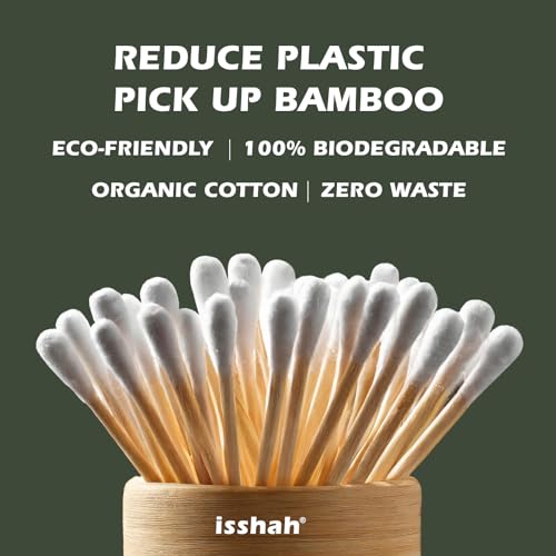 Isshah Bamboo Cotton Swabs - 2000 Count - FSC Certified and PETA Approved, Eco Friendly Double Tips, Plastic Free Ear Sticks, All Natural 100% Biodegradable Organic Cotton Buds by Isshah - Image 3