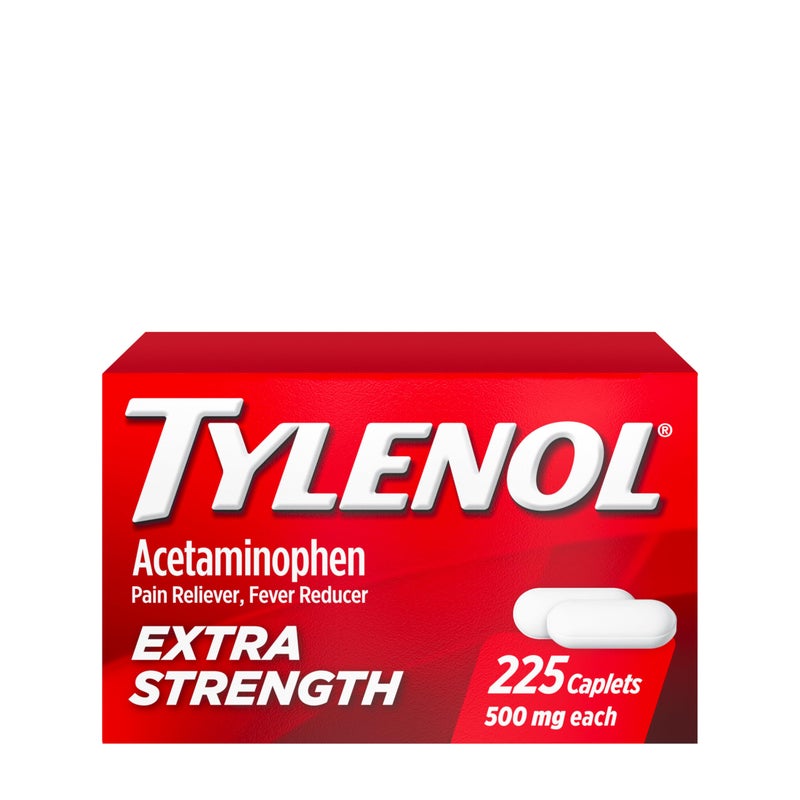 Tylenol Extra Strength Caplets with 500 mg Acetaminophen, Pain Reliever and Fever Reducer for Headache, Backache, Toothache & Minor Arthritis Pain Relief, 225 Count - Image 1