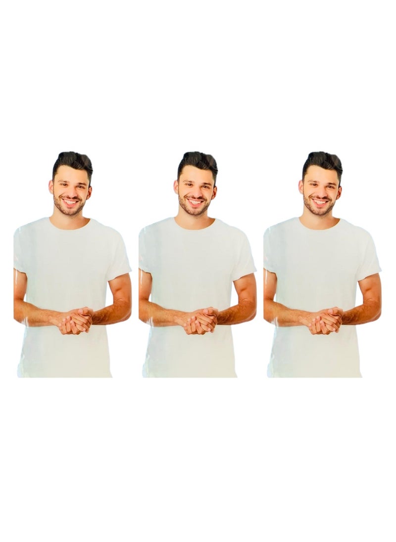 Amul comfy Premium Round Neck with Sleeve Cotton Men's Vest- White, 100% Combed Cotton, Quality Stitching - Moisture Absorbing & Breathable | Pack of 3  - Image 1