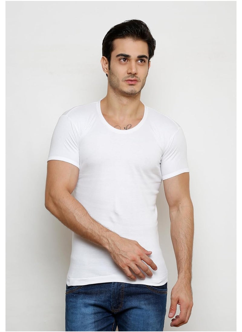 Amul comfy Premium Round Neck with Sleeve Cotton Men's Vest- White, 100% Combed Cotton, Quality Stitching - Moisture Absorbing & Breathable | Pack of 3  - Image 2