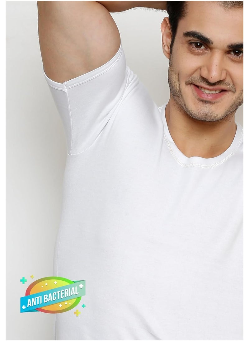 Amul comfy Premium Round Neck with Sleeve Cotton Men's Vest- White, 100% Combed Cotton, Quality Stitching - Moisture Absorbing & Breathable | Pack of 3  - Image 4