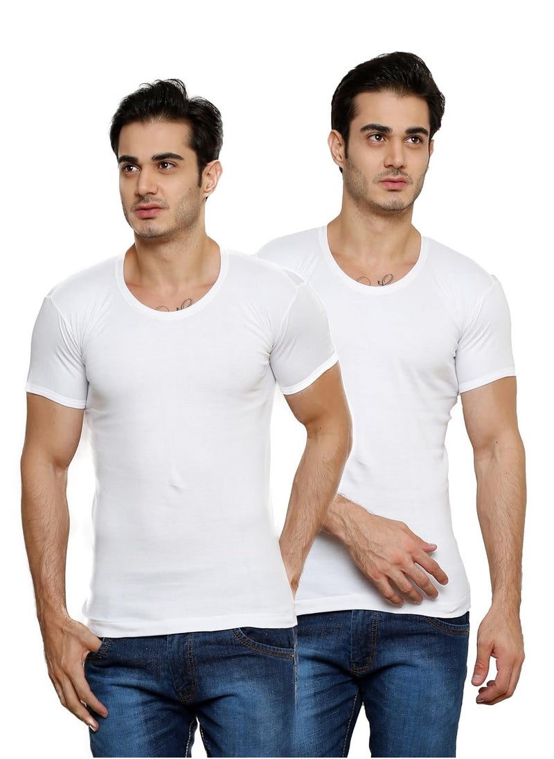 Amul comfy Premium Round Neck with Sleeve Cotton Men's Vest- White, 100% Combed Cotton, Quality Stitching - Moisture Absorbing & Breathable | Pack of 3  - Image 3