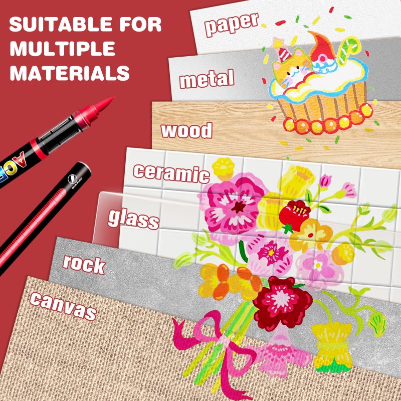 Surcotto 168 Color Acrylic Paint Markers,Acrylic Brush Marker,Soft Brush Tip Pens and Markers,Acrylic Paint Pens for Wood, Stone, Canvas, Glass, Fabric, Egg, Rock Painting - Image 5