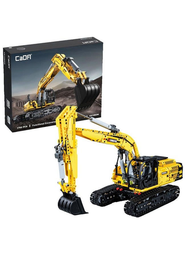 CaDA Engineering Series 1:20 Scale Excavator Model with Articulated Arm and Operational Doors, Advanced Building Set - Image 1