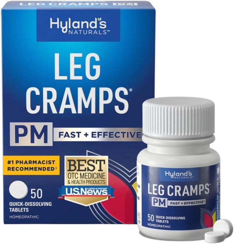 Hyland's, Leg Cramps PM Tablets, Nighttime Formula, Natural Relief of Calf, Foot and Leg Cramps at Night, Quick Dissolving Tablets, 50 Count