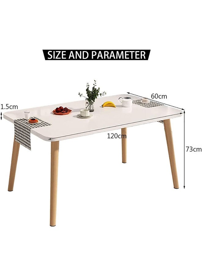 Generic Dining Table Modern Leisure Coffee Table Wooden Legs MDF White Table Top，Square Solid Wood Dining Table, Modern Breakfast Table Desk Kitchen Living Office Furniture （120×60×73CM）  - Image 2