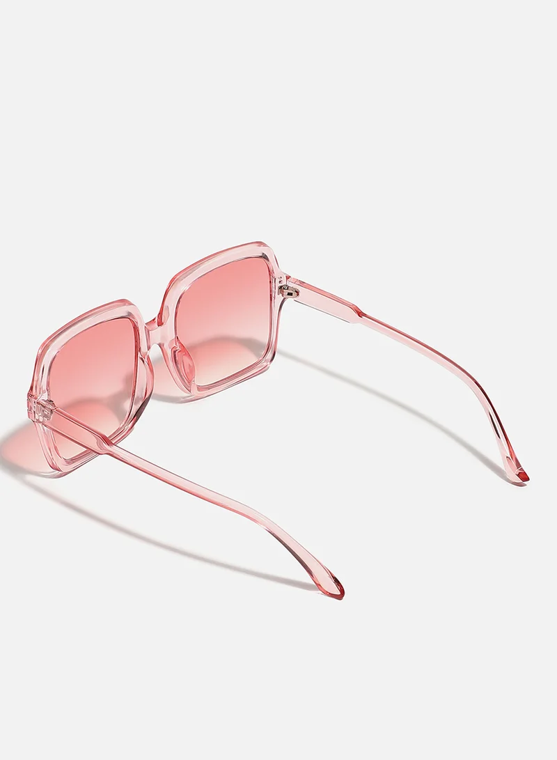 Haute Sauce Tinted Lens Pink Frame Oversized Sunglass