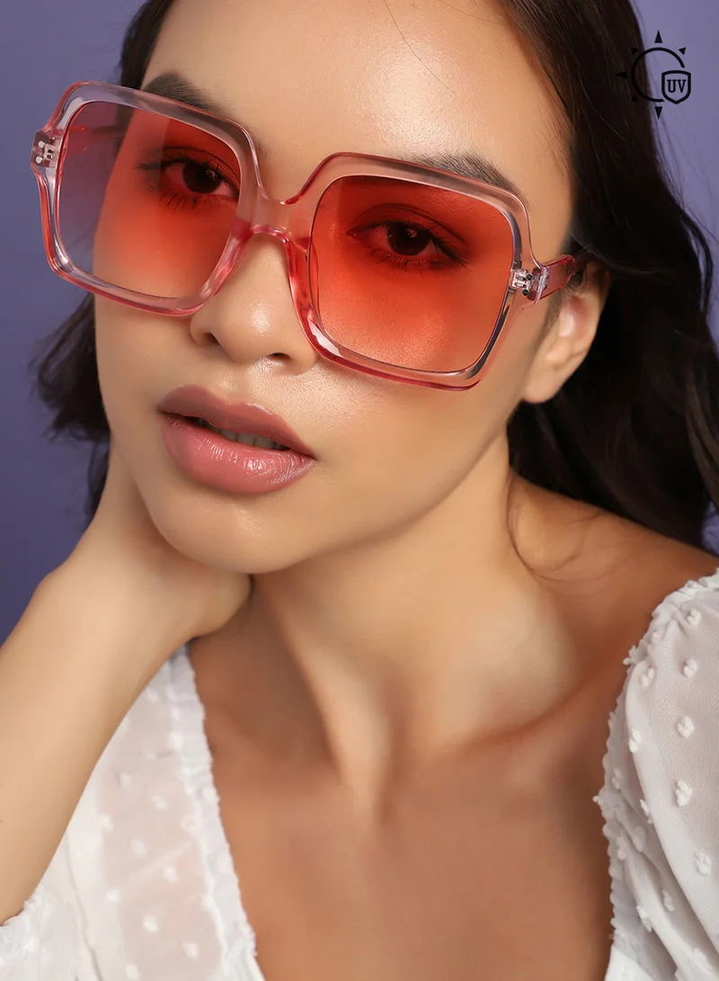 Haute Sauce Tinted Lens Pink Frame Oversized Sunglass