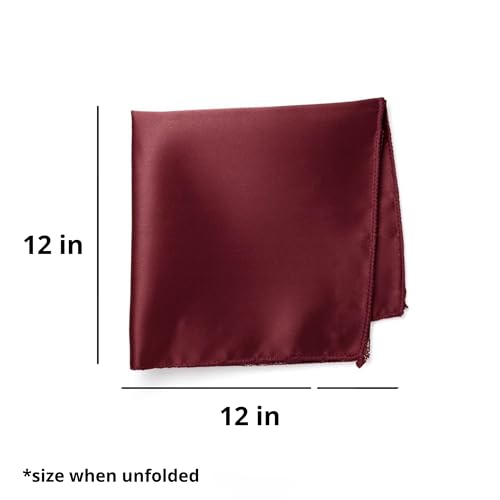 tiemart Solid Color Burgundy Pocket Squares for Men for Suits and Perfect for Wedding Parties Measures 12 x 12 inch / 30 x 30 cm - Image 2