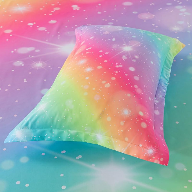 ADASMILE A & S ADASMILE A & S Rainbow Sheets Twin Size for Girls Tie Dye Pastel Girls Sheet Set for Kids Teens Glitter Girly Rainbow Bedding Set 1 Fitted Sheet 1 Flat Sheet 1 Pillowcase Soft Microfiber Home Decor  - Image 4