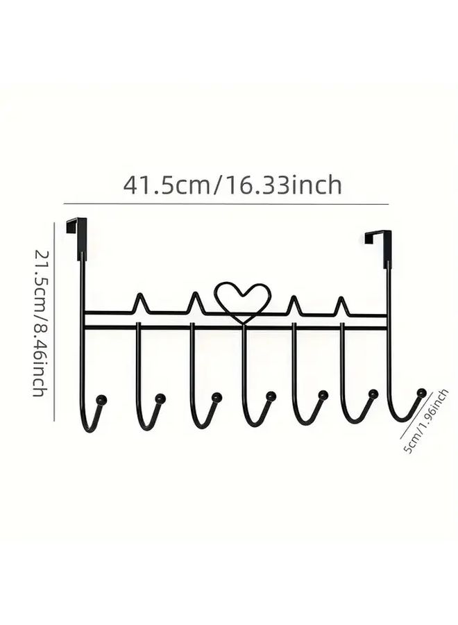 Black Over The Door Hanger Hook With 7 Hooks No Drill Clothes Storage - Image 3