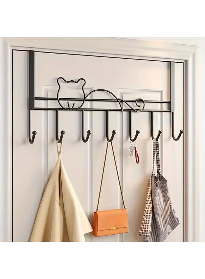 Black Over The Door Hanger Hook With 7 Hooks No Drill Clothes Storage - Image 2