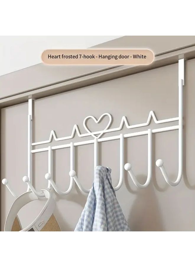 Black Over The Door Hanger Hook With 7 Hooks No Drill Clothes Storage - Image 1