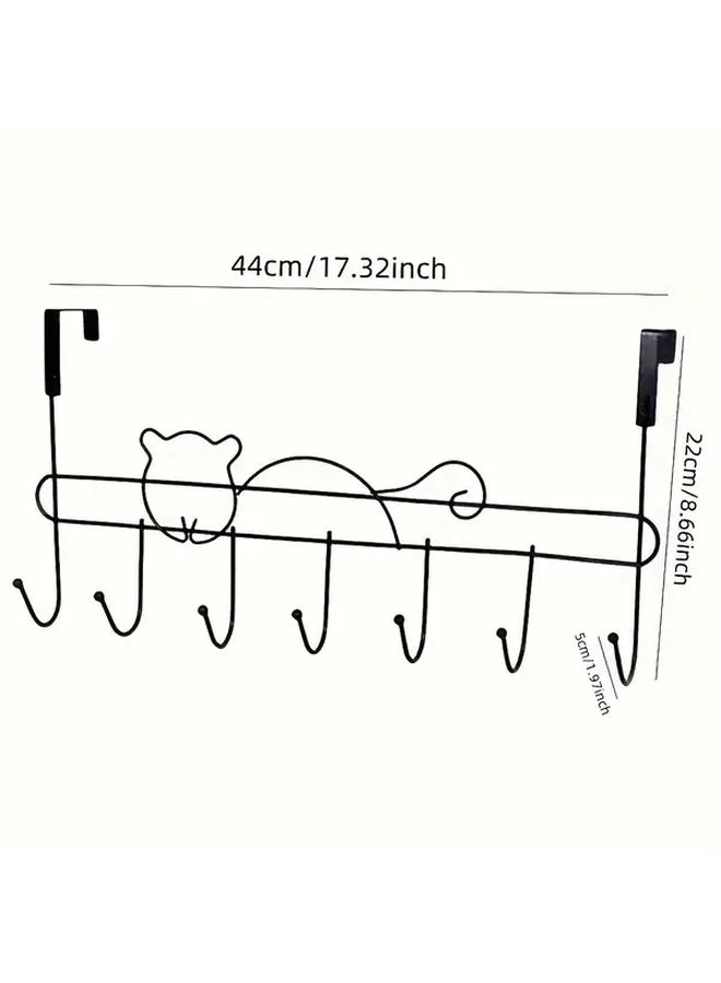 Black Over The Door Hanger Hook With 7 Hooks No Drill Clothes Storage - Image 5