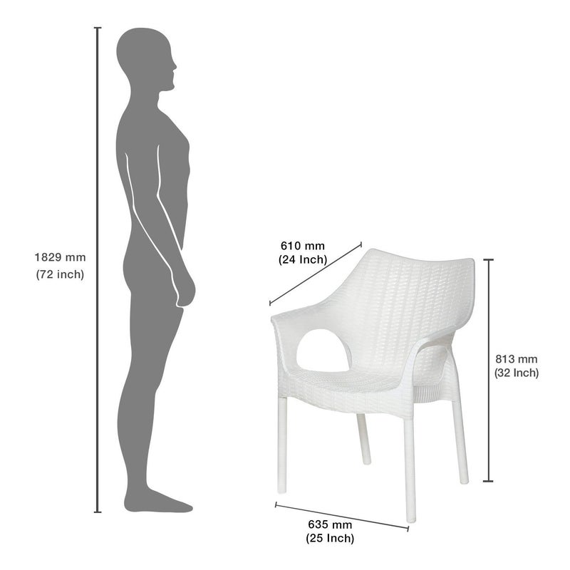 SUPREME Supreme Cambridge Heavy Durable Plastic Chair with Steel Legs for Home Office Garden and Restaurents Milky White Set of 4 - Image 3