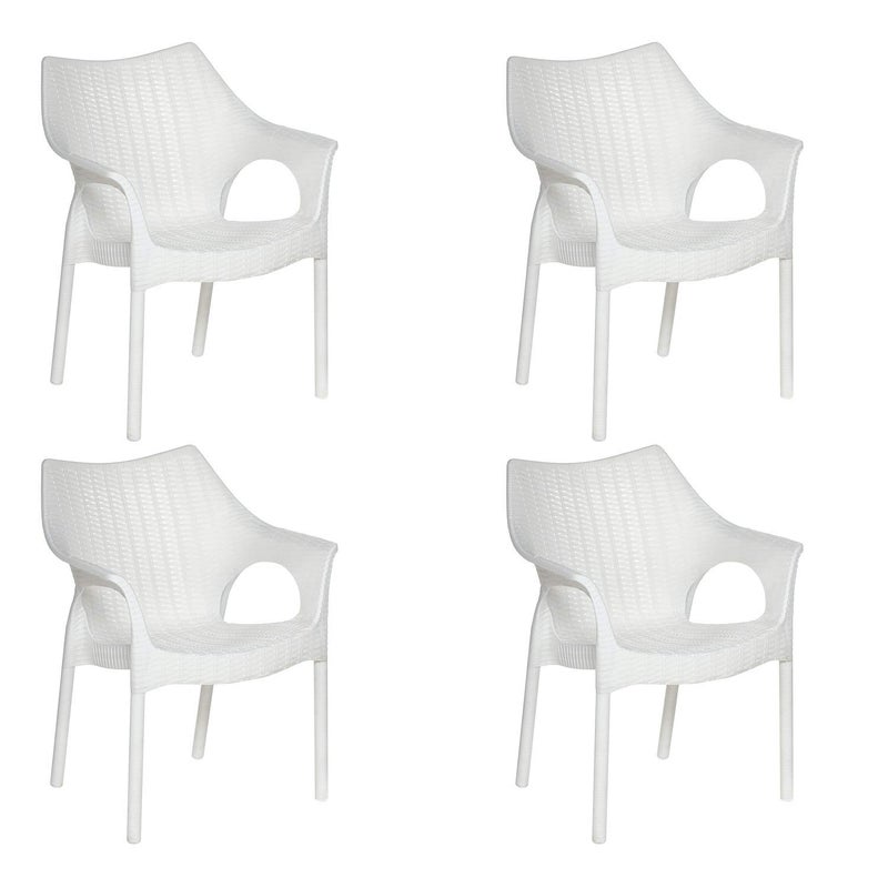 SUPREME Supreme Cambridge Heavy Durable Plastic Chair with Steel Legs for Home Office Garden and Restaurents Milky White Set of 4 - Image 1