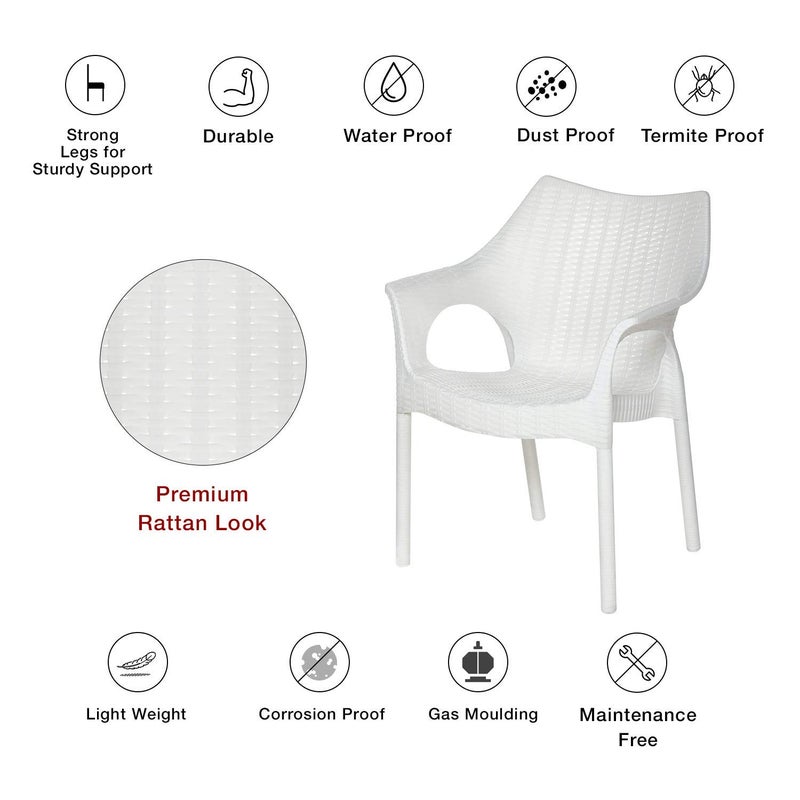 SUPREME Supreme Cambridge Heavy Durable Plastic Chair with Steel Legs for Home Office Garden and Restaurents Milky White Set of 4 - Image 5