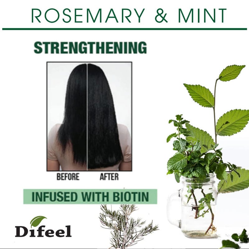 Difeel Rosemary and Mint Strengthening Leave-In Conditioning Spray with Biotin 6 oz. - Made with Natural Mint & Rosemary Oil for Hair Growth - Image 3