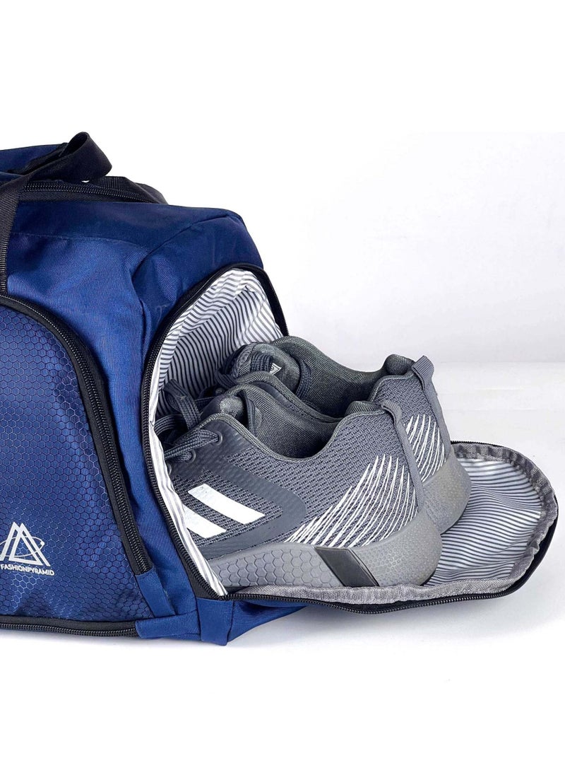 FASHION PYRAMID - Sport Gym And Travel Duffel Bag With Water-resistant Material - Navy - Image 1