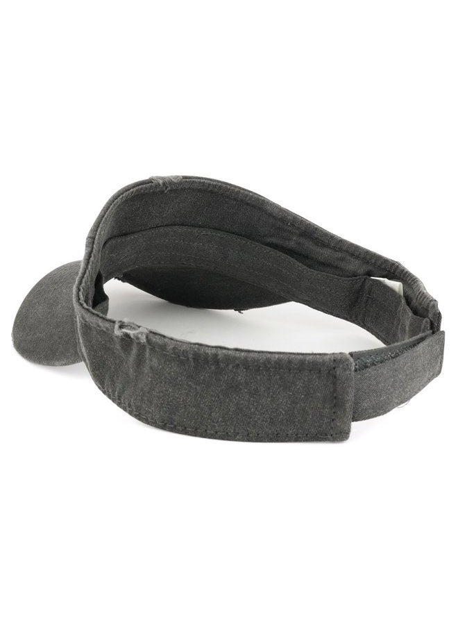 Armycrew Frayed Pigment Dyed Garment Washed Distressed Adjustable Visor Cap - Black - Image 3