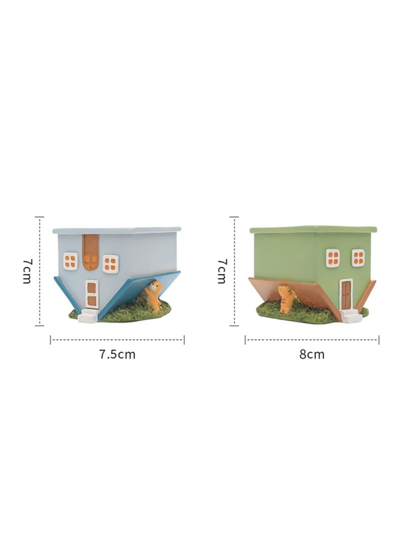 Generic Succulent Plant Pot, House-Shaped Puppy Decorative Flower Pot, With Drainage Holes Multifunctional Creative Decoration, Desktop Flower Pot Pen Holder, Suitable For Home Desk Garden Decoration  - Image 2