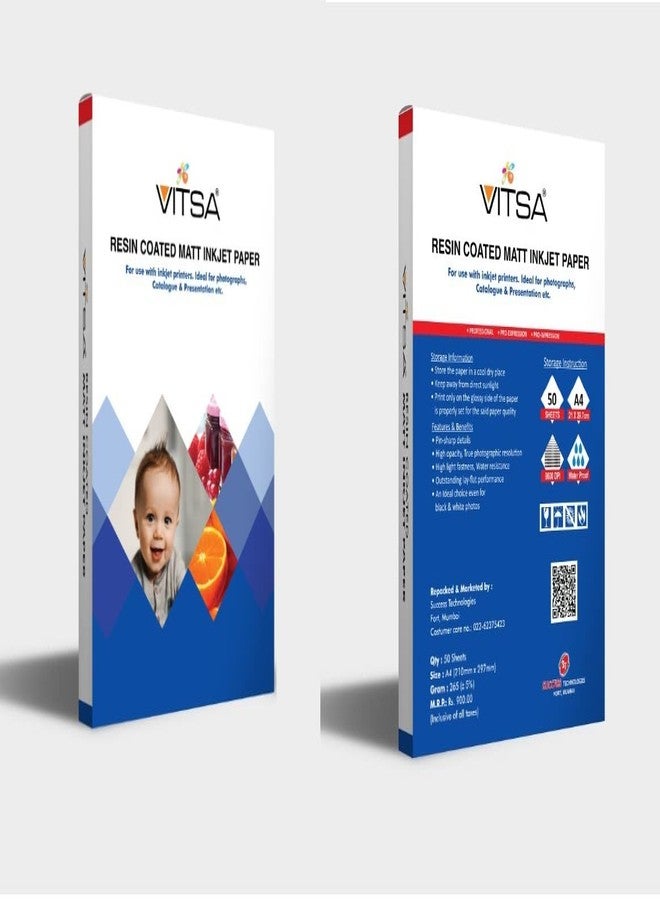 VITSA 265 GSM RC (Resin Coated) Water Proof Instant Dry Luster Inkjet Photo Paper A4 (297mm x 210mm) (A4, Matte Finish) - Image 3